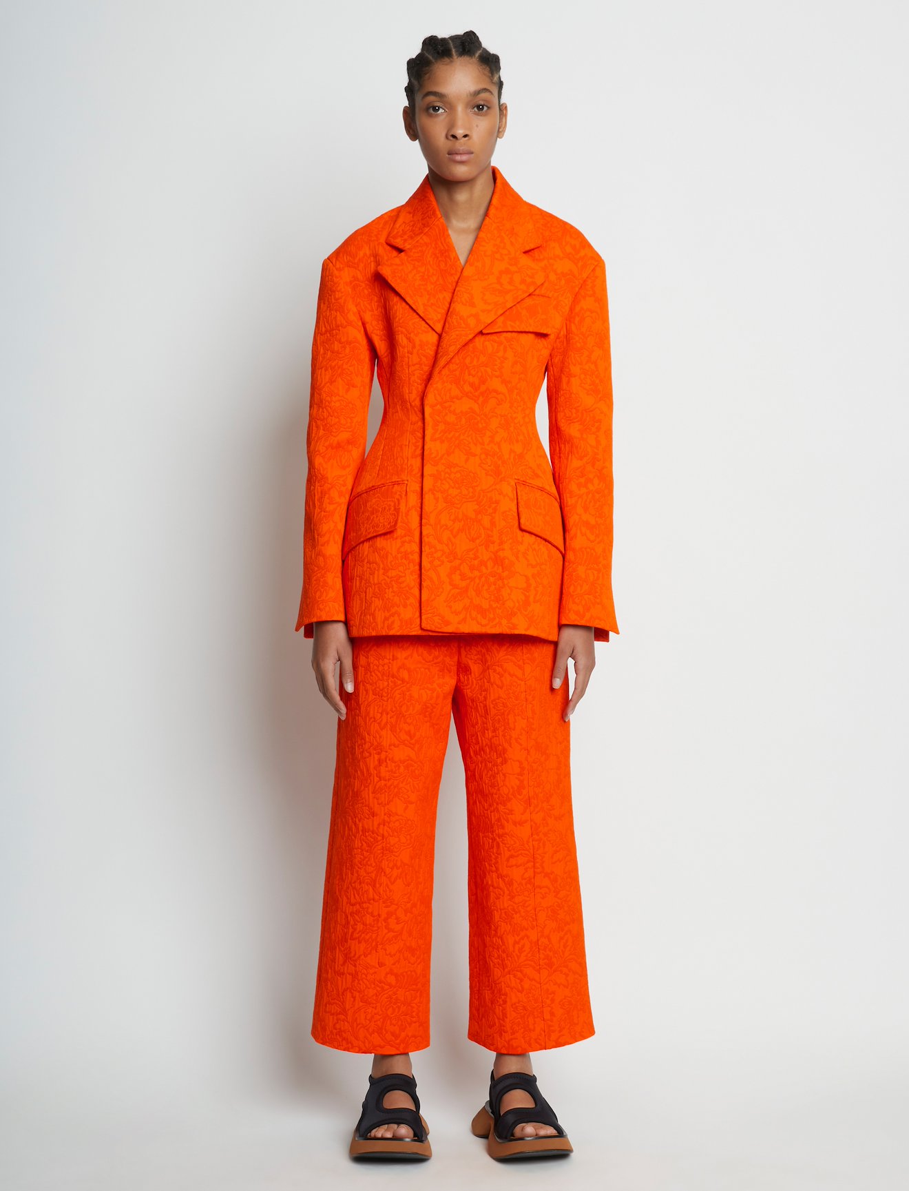 Floral Jacquard Sculpted Blazer in orange | Proenza Schouler