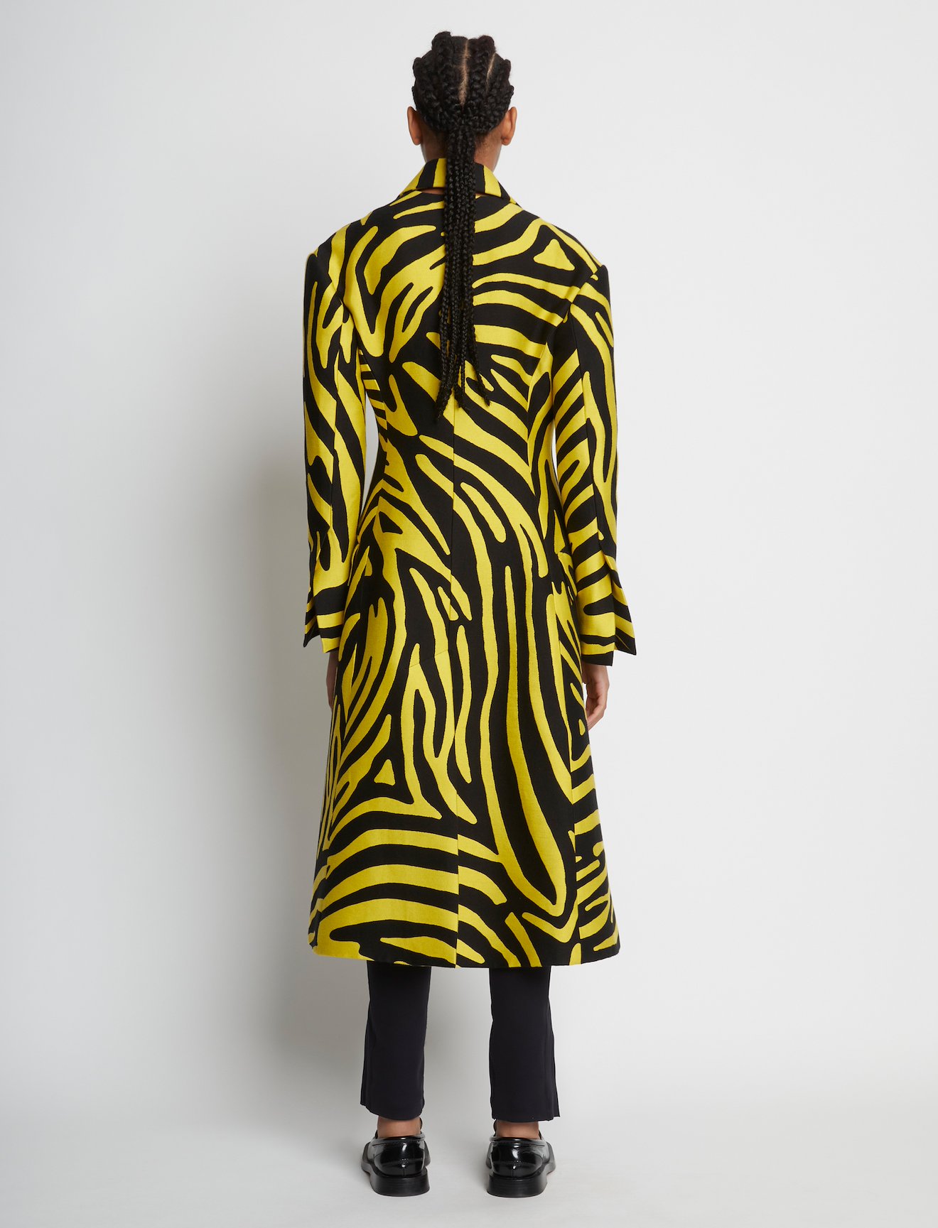 Zebra Cotton Jacquard Coat in yellow/black | Proenza Schouler