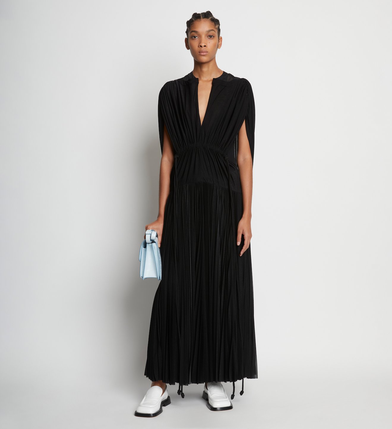 Sheer Jersey Pleated Dress