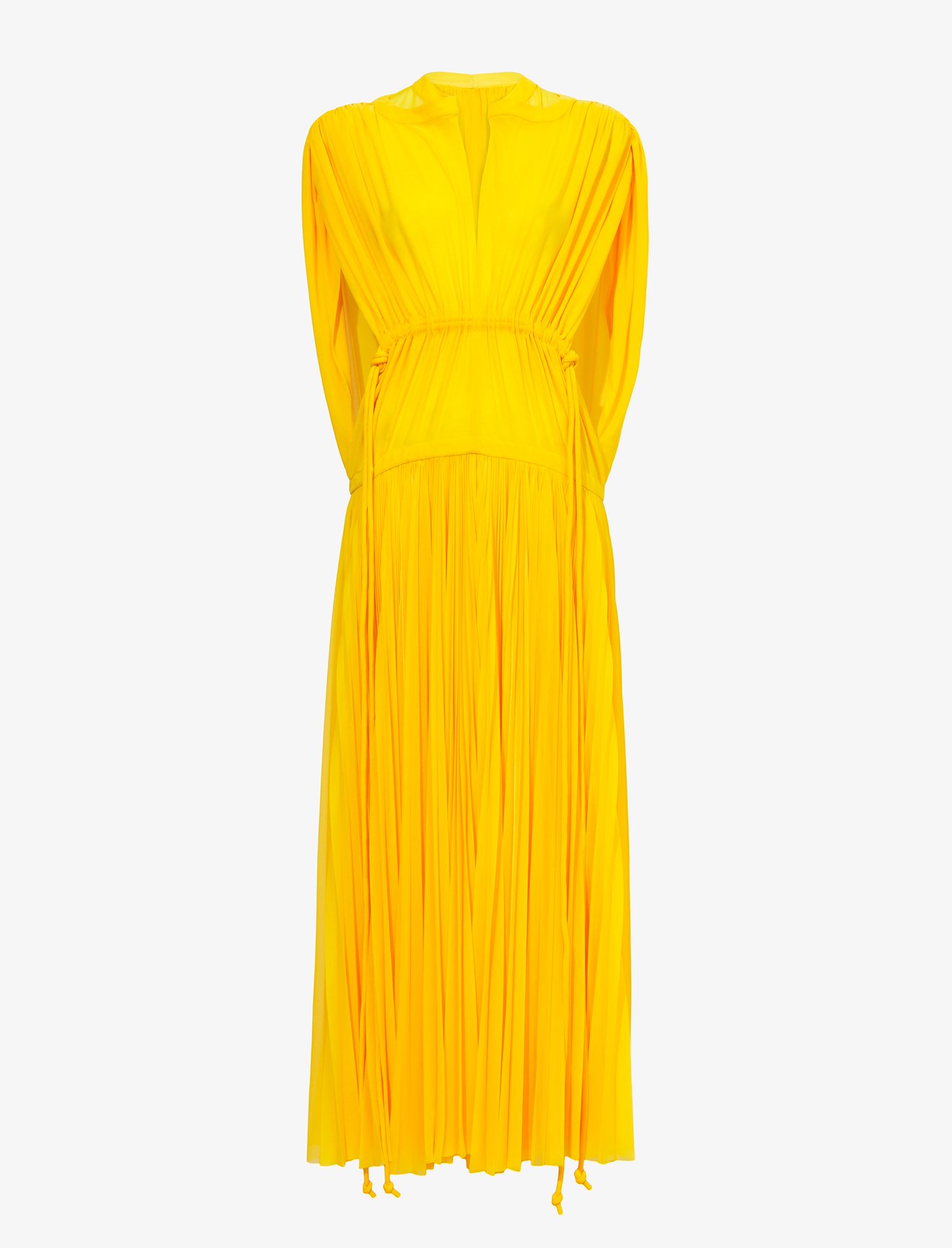 Sheer Jersey Pleated Dress in lemon | Proenza Schouler