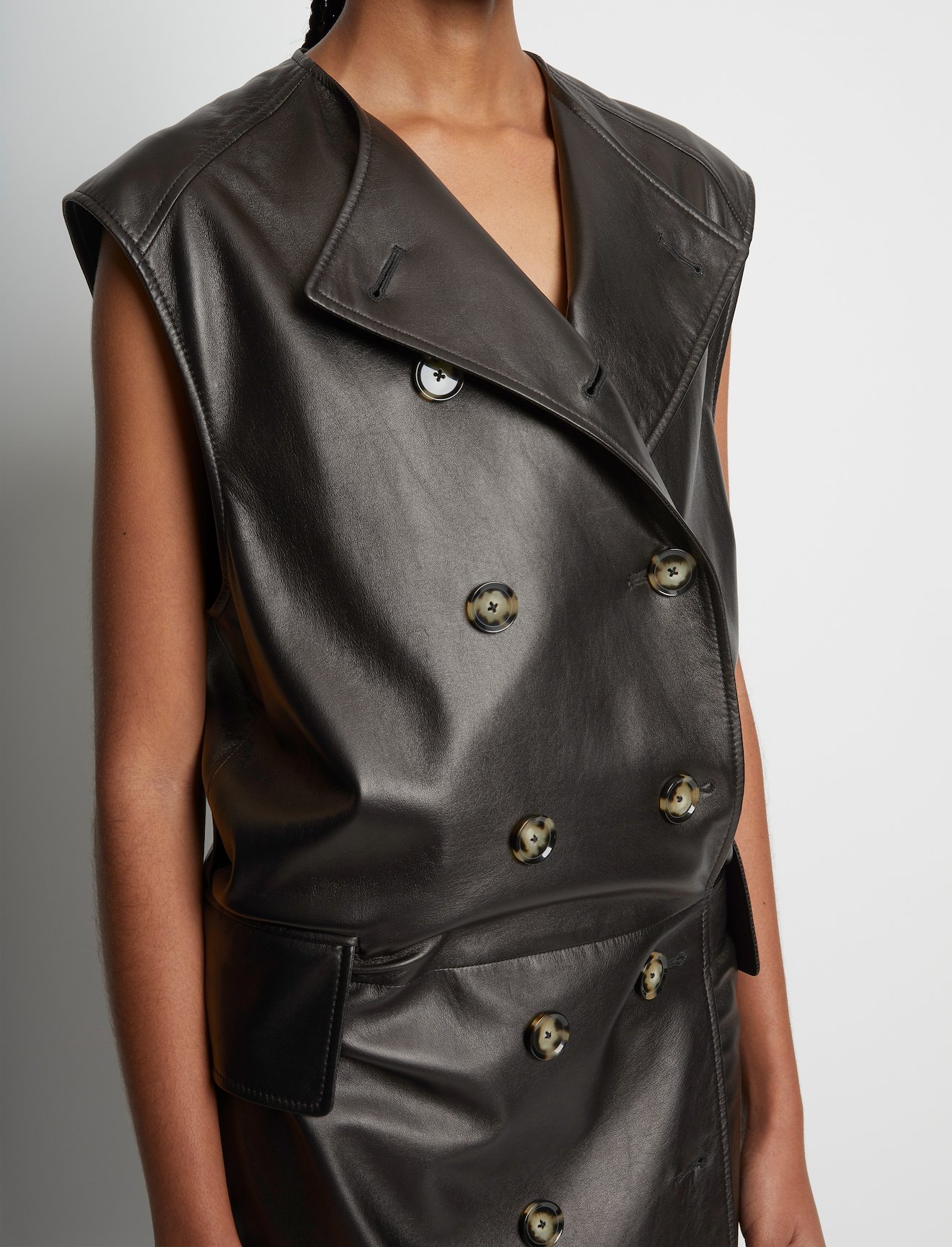 Leather Double Breasted Wrap Dress #3