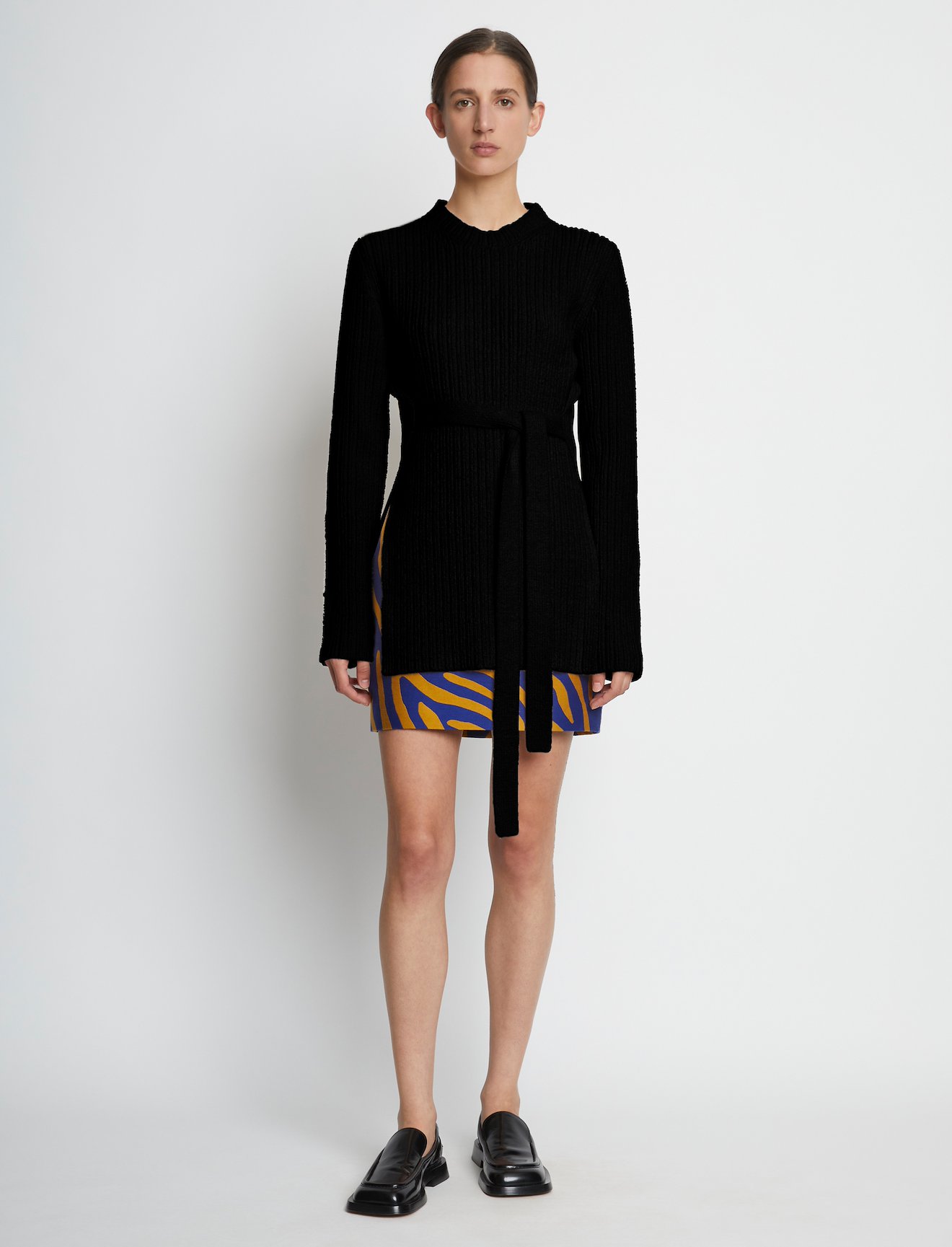 Compact Boucle Tie Sweater #1