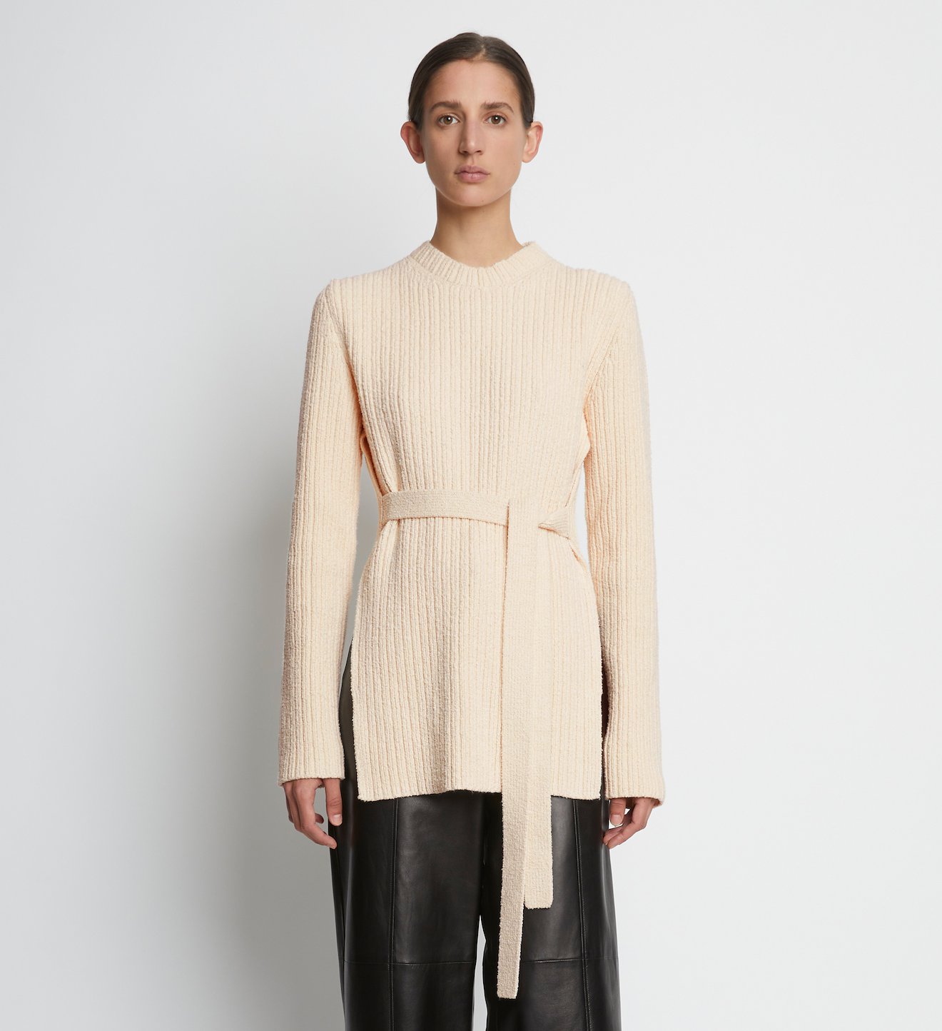 Compact Boucle Tie Sweater