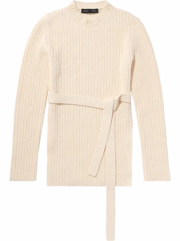 Proenza Schouler Belted Bouclé Jumper in Neutrals