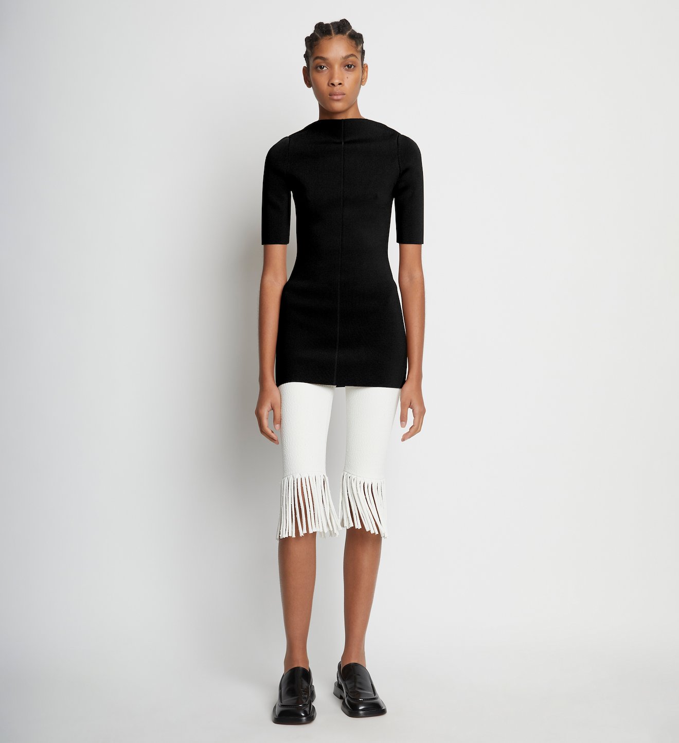 Textured Knit Fringe Bike Shorts
