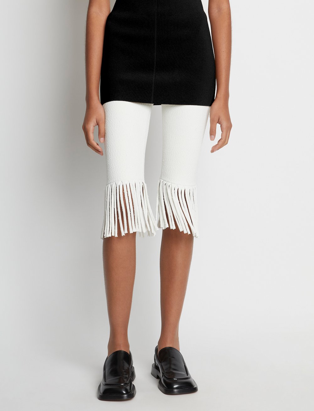 Textured Knit Fringe Bike Shorts