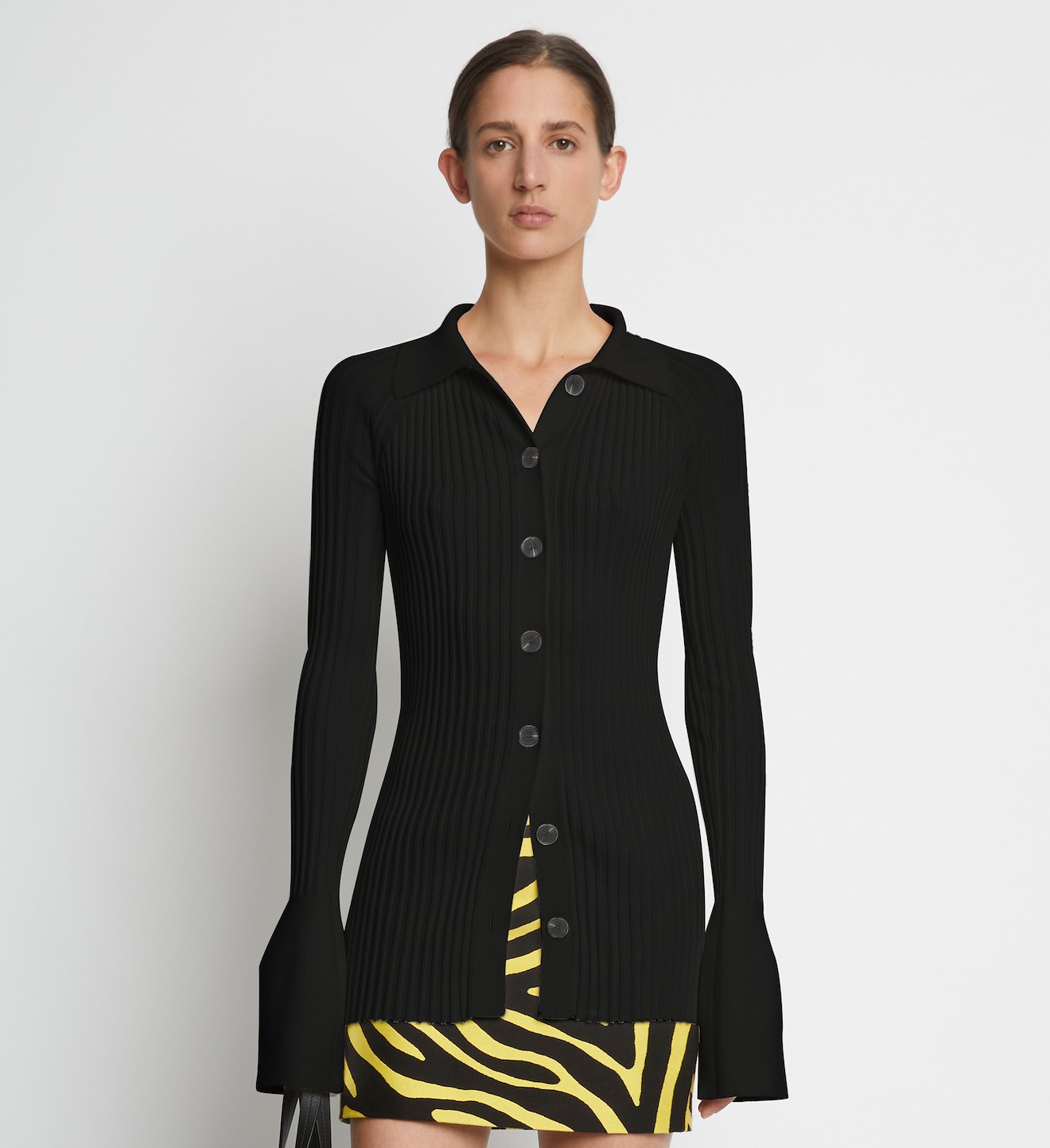 Rib Knit Collared Cardigan