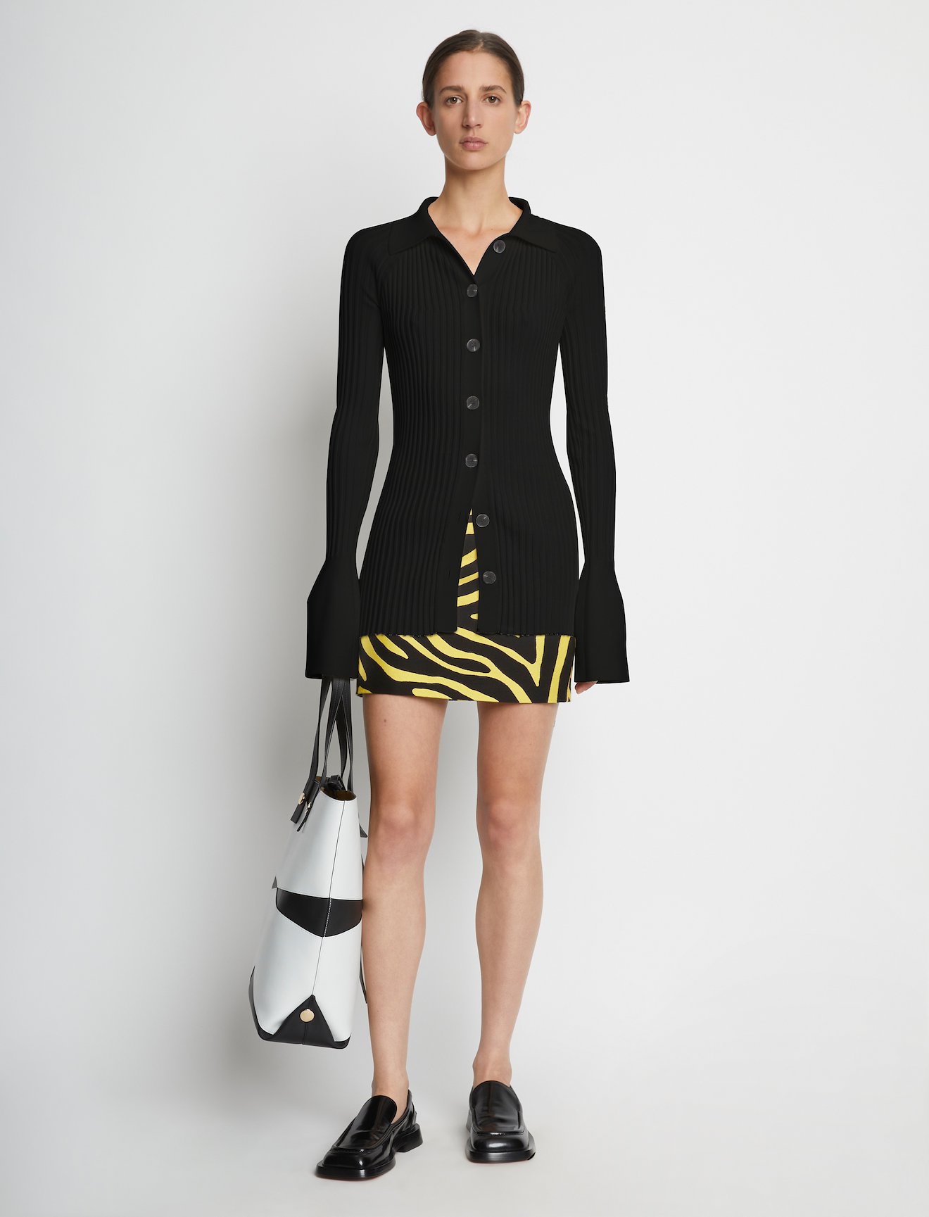 Rib Knit Collared Cardigan #1