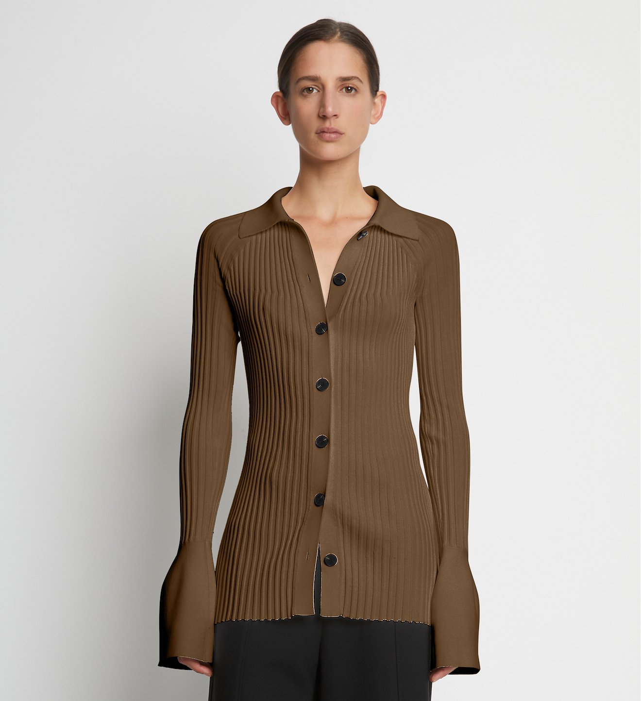 Rib Knit Collared Cardigan
