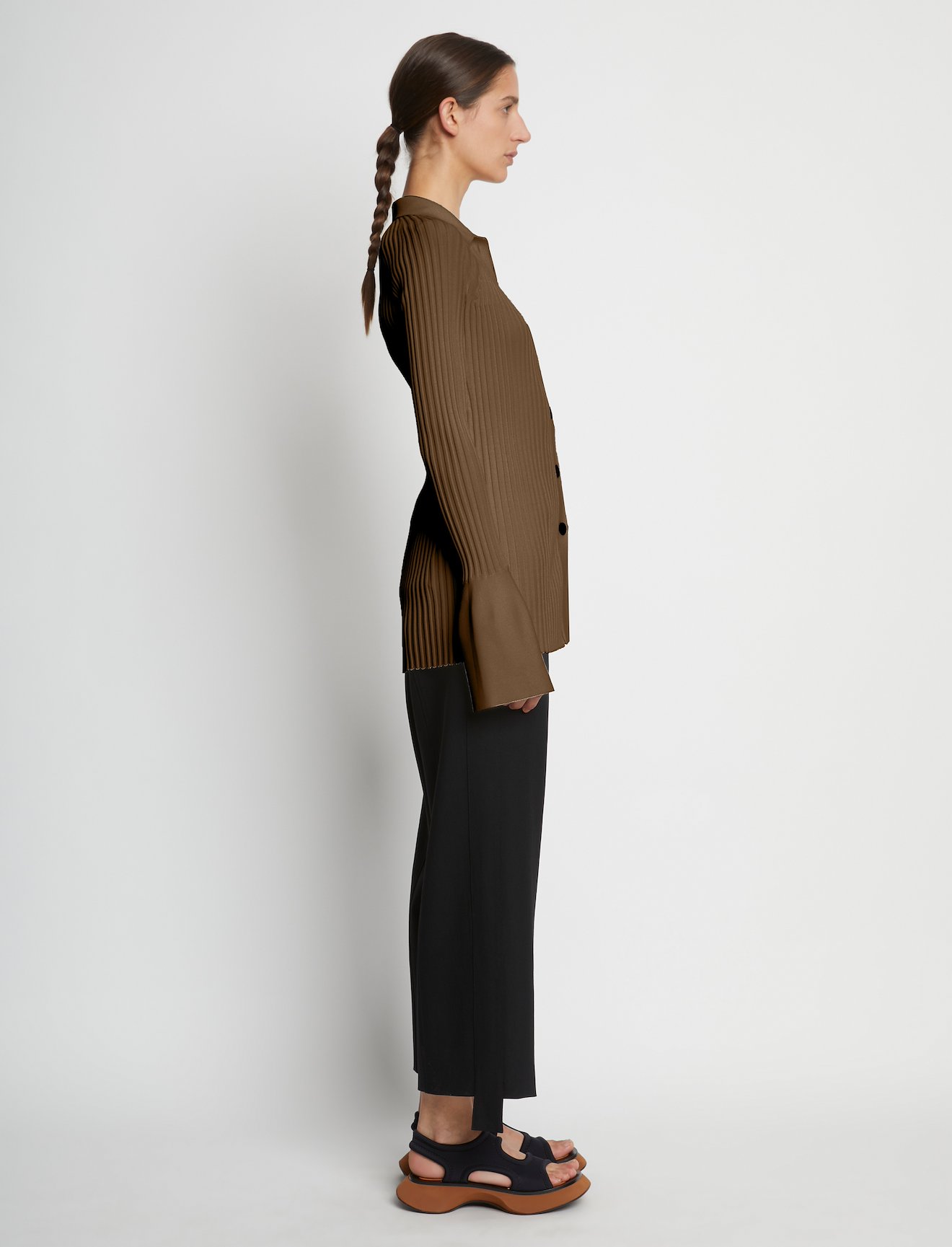 Rib Knit Collared Cardigan #2