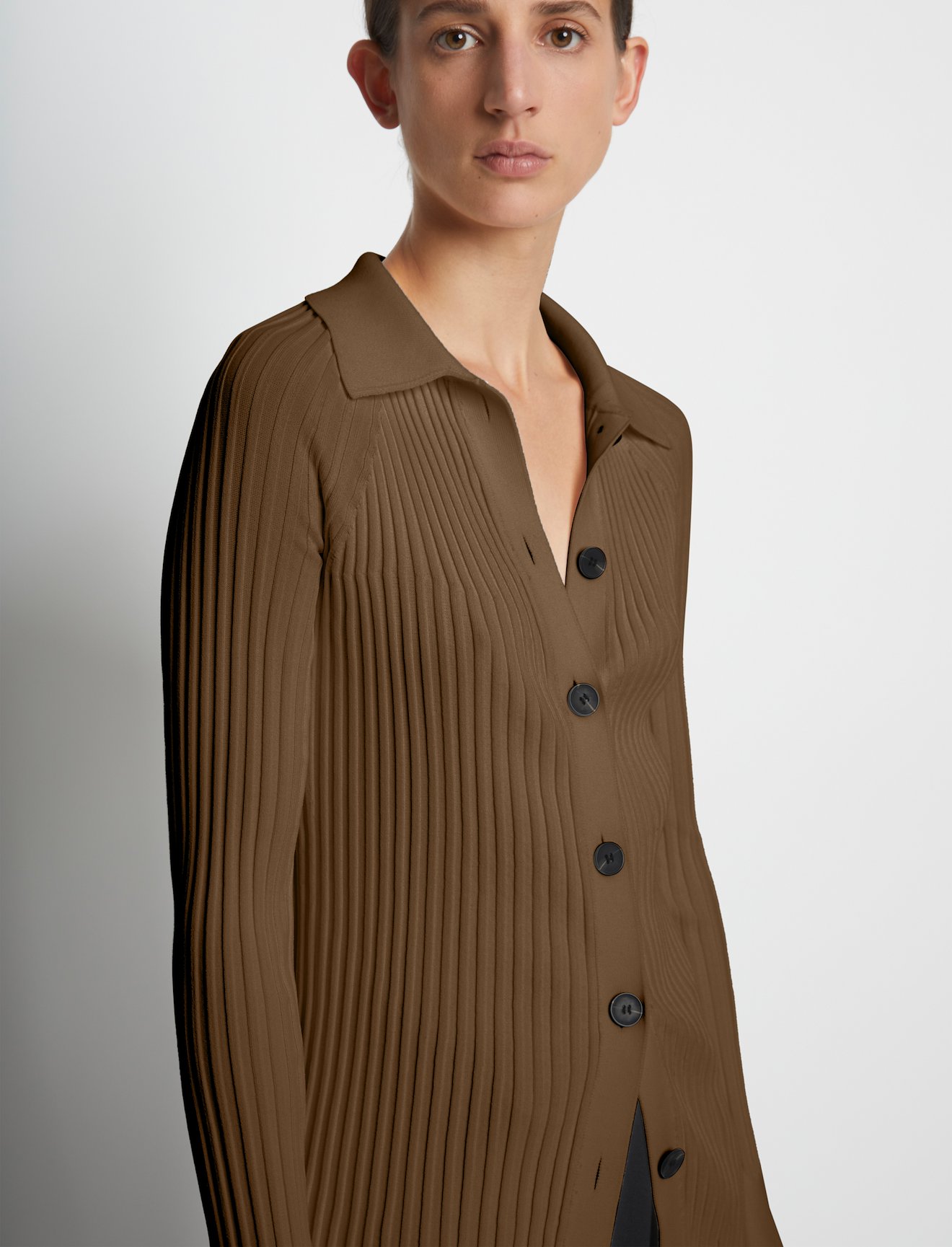 Rib Knit Collared Cardigan #4