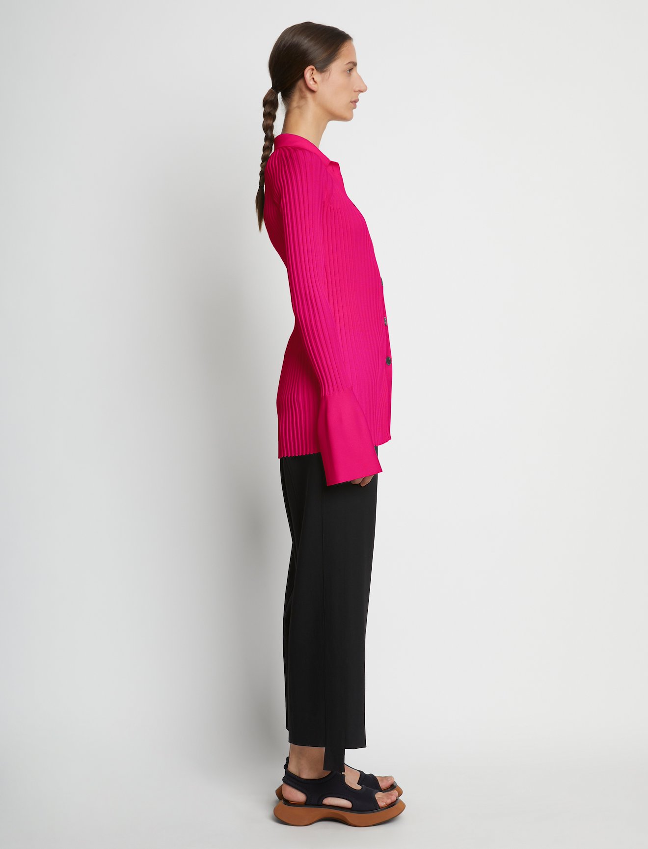 Rib Knit Collared Cardigan #2