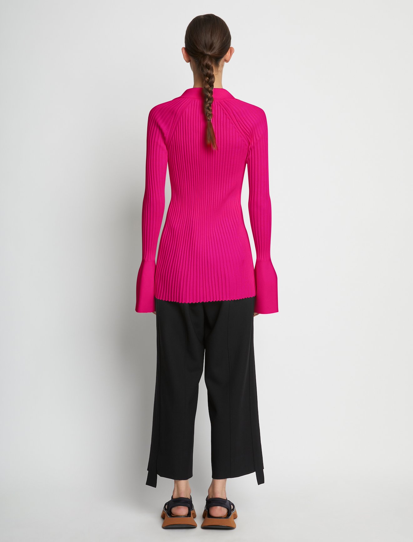 Rib Knit Collared Cardigan #3