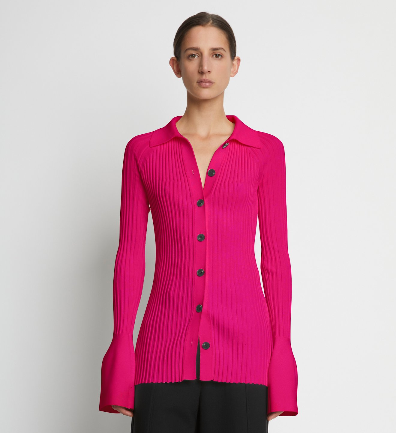 Rib Knit Collared Cardigan