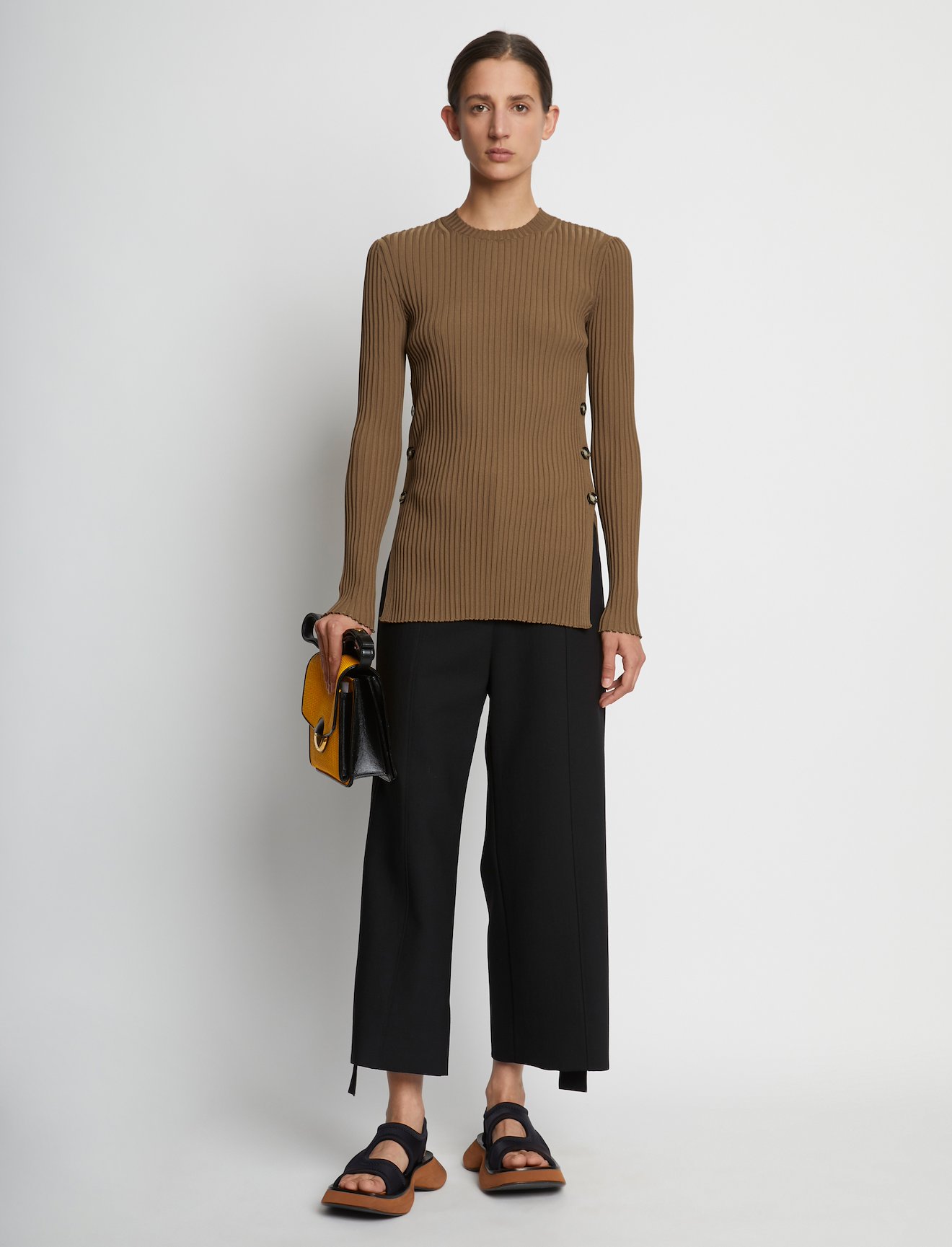 Rib Knit Long Sleeve Sweater #1