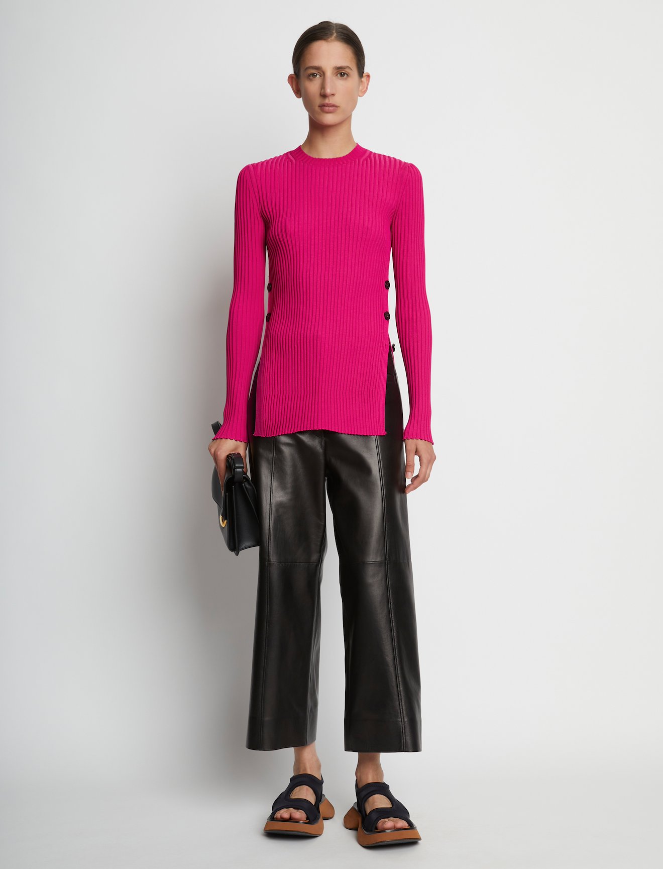 Rib Knit Long Sleeve Sweater #1