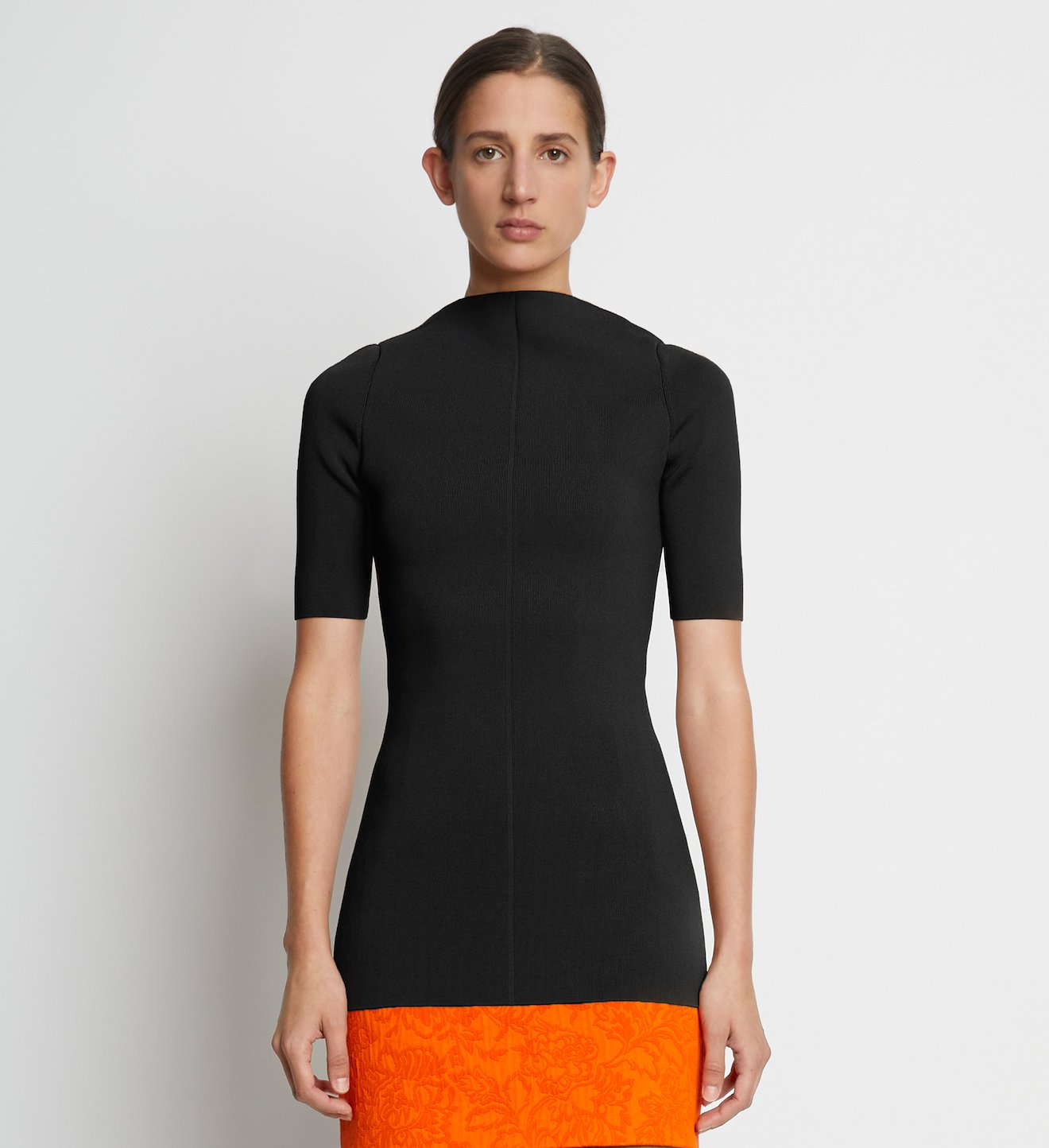 Compact Viscose Knit Top in black | Proenza