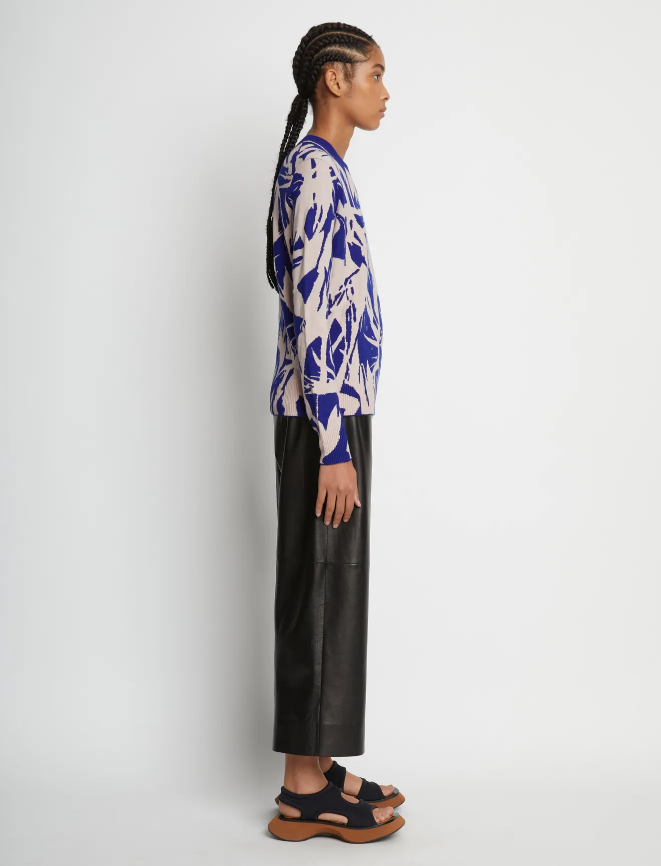 Floral Silk Jacquard Sweater in blue | Proenza Schouler