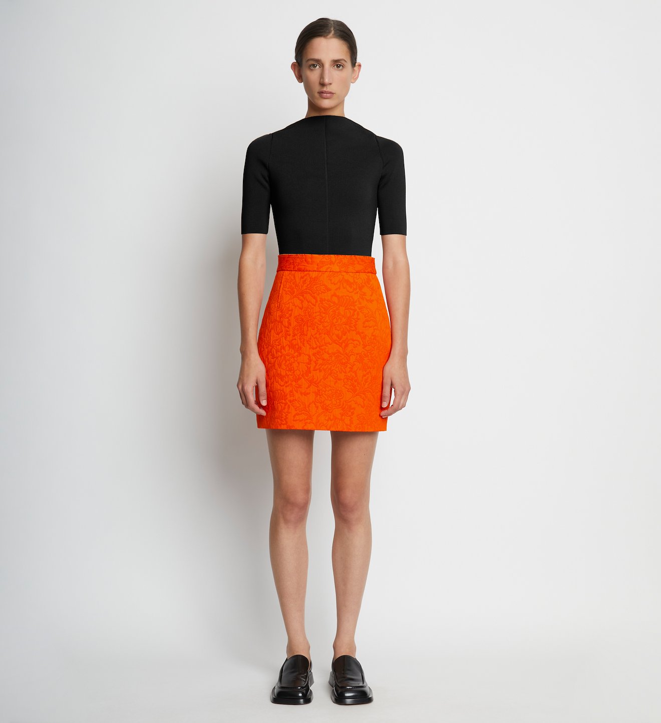 Floral Jacquard Skirt in orange | Proenza Schouler