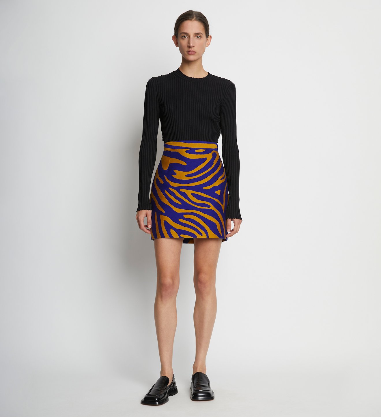 Zebra Cotton Jacquard Skirt in cobalt/bronze | Proenza Schouler