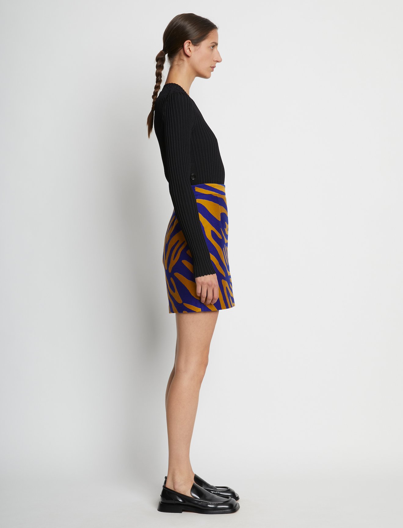 Zebra Cotton Jacquard Skirt in cobalt/bronze | Proenza Schouler