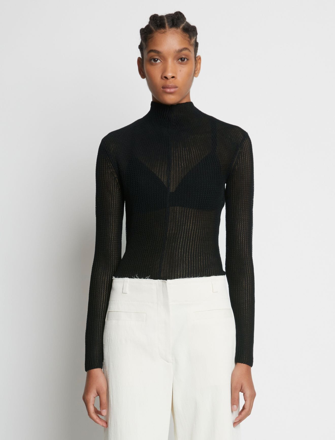 Silk Cotton Mesh Knit Top in black Proenza Schouler