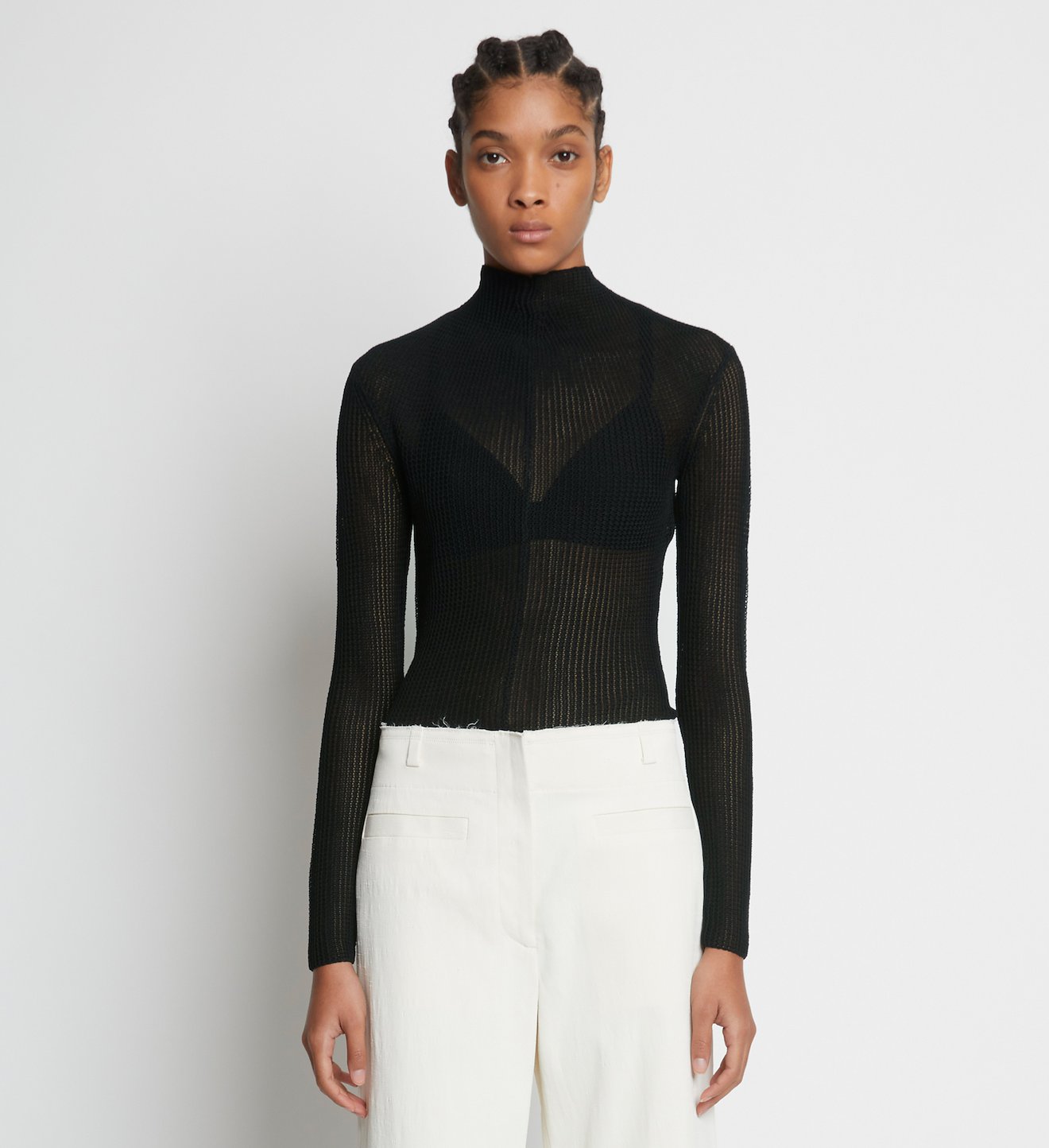 Silk Cotton Mesh Knit Top