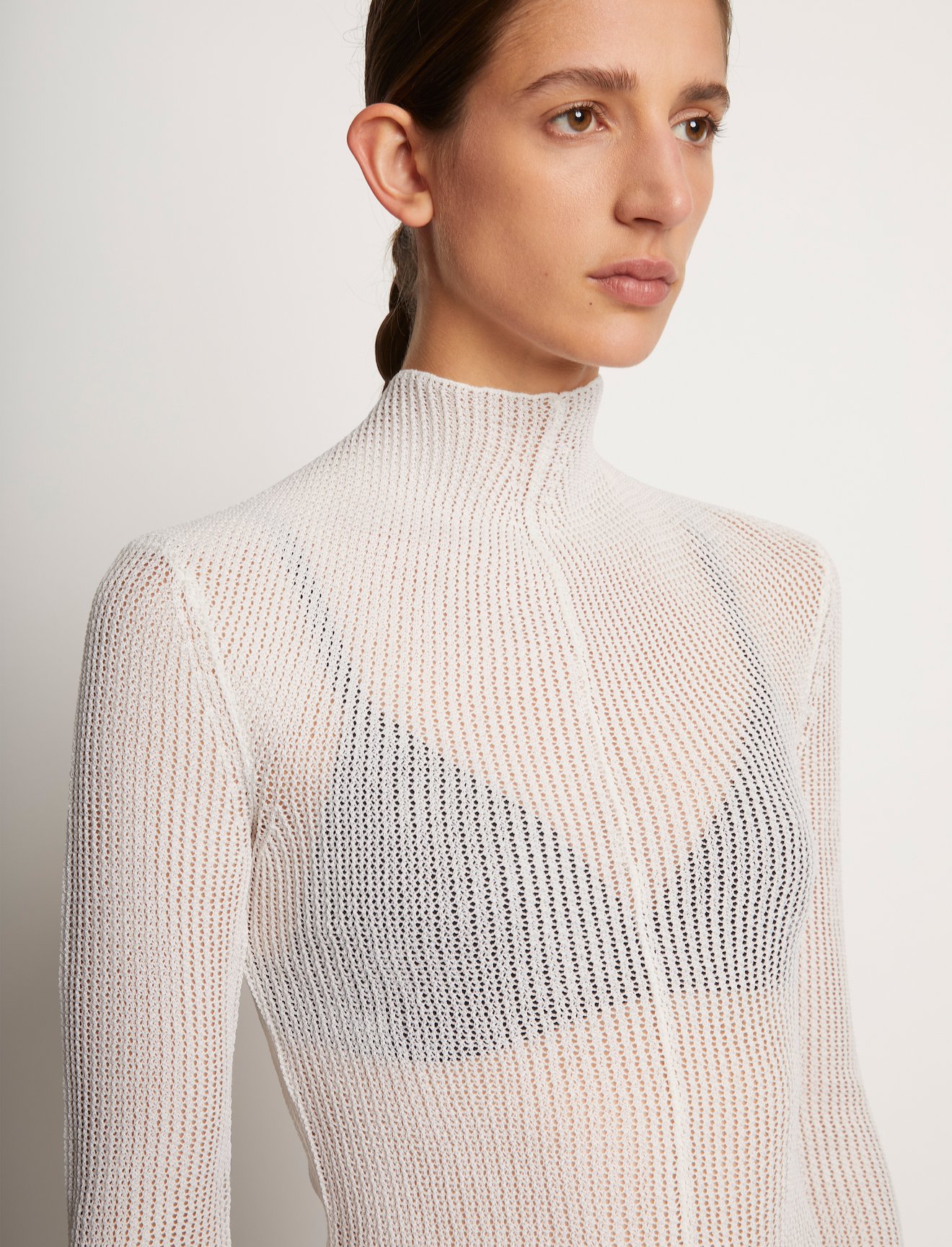 Silk Cotton Mesh Knit Top #4