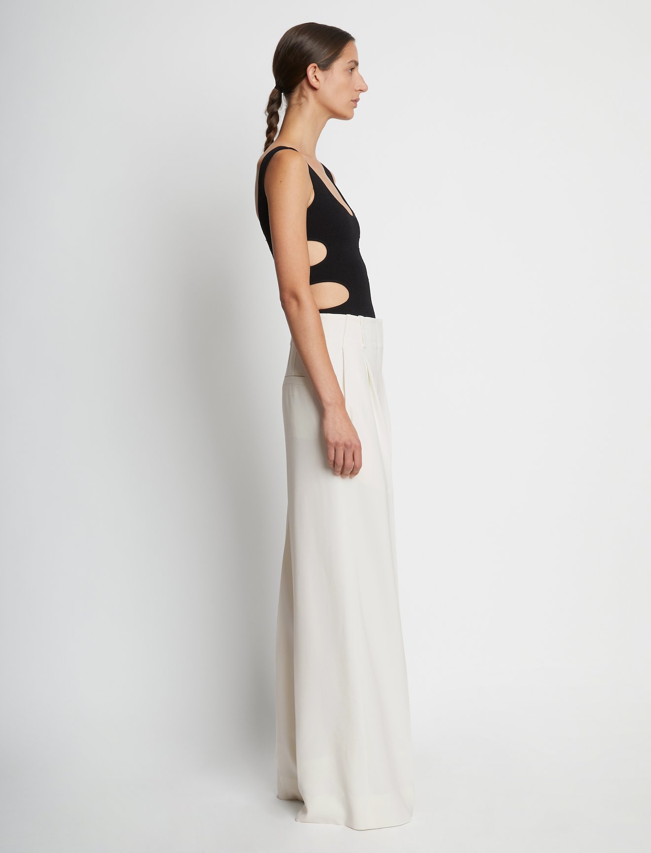 Matte Viscose Crepe Wide Leg Pants in white | Proenza Schouler