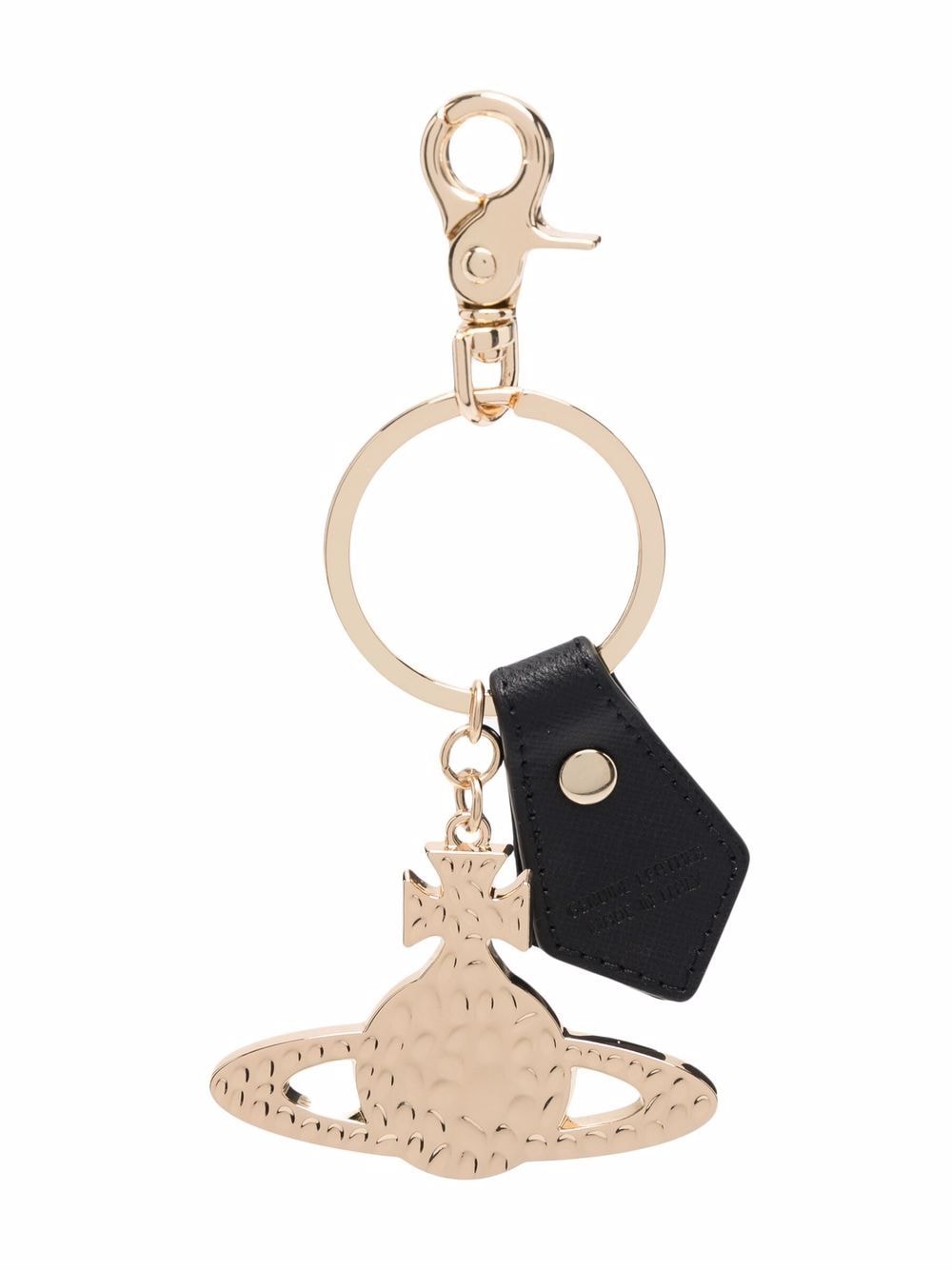 Vivienne Westwood Orb-charm Leather Keychain In Schwarz