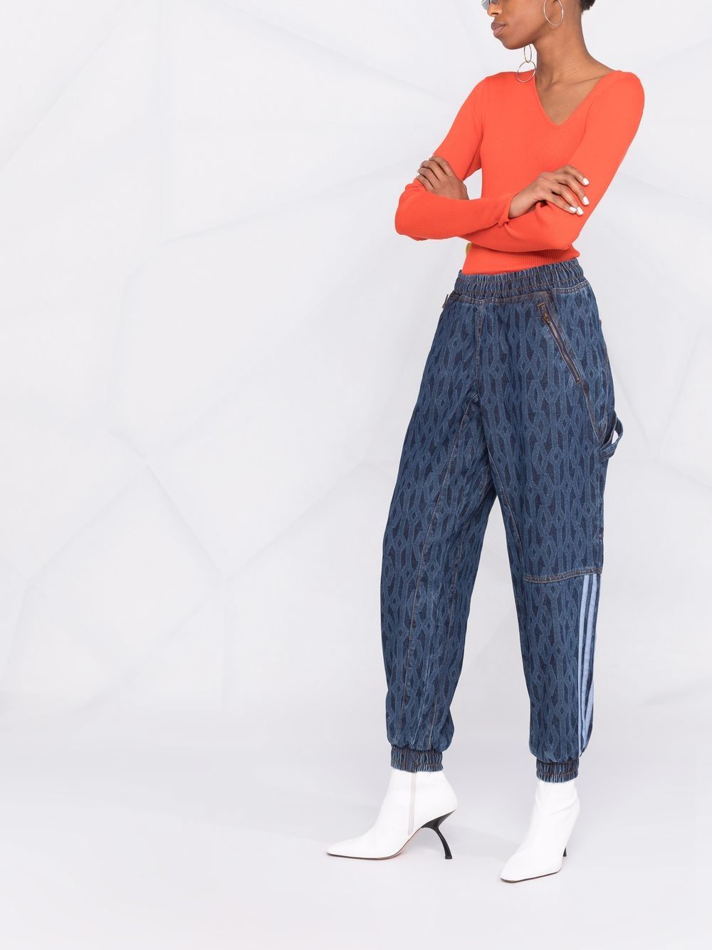 Adidas x Ivy Park monogram-print Denim Trousers - Farfetch