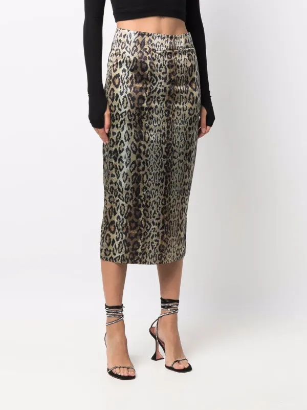 スカート ROTATE TASHA SKIRT WITH ANIMAL PRINT Rotate Birger Christensen Tasha Animal-print Pencil Skirt In