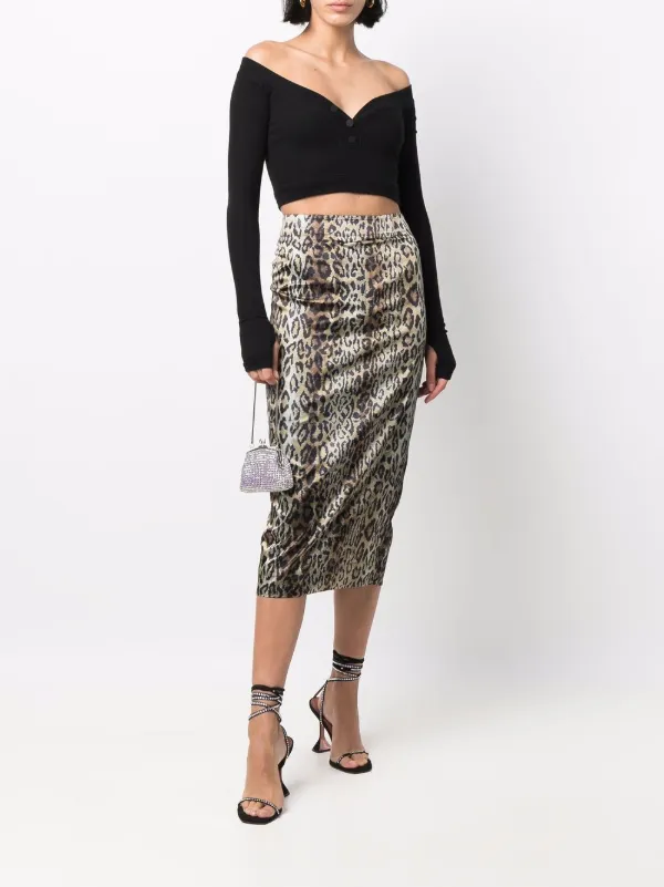 スカート ROTATE TASHA SKIRT WITH ANIMAL PRINT ROTATE BIRGER CHRISTENSEN Tasha animal-print Pencil Skirt