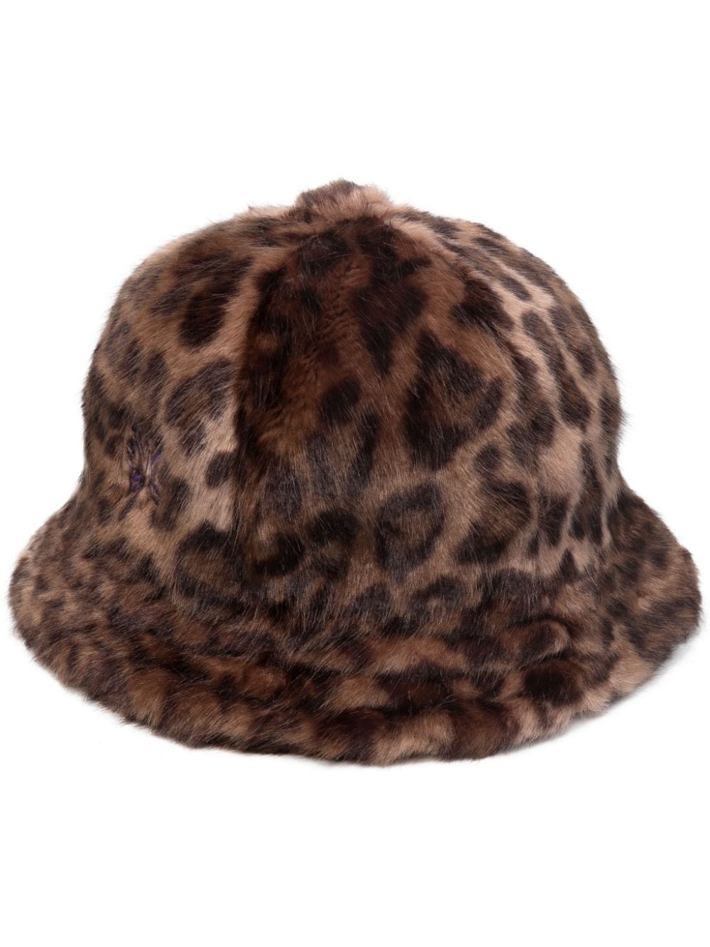 Shop Needles Faux-fur Leopard-print Bucket Hat In Brown