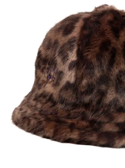 faux-fur leopard-print bucket hat 