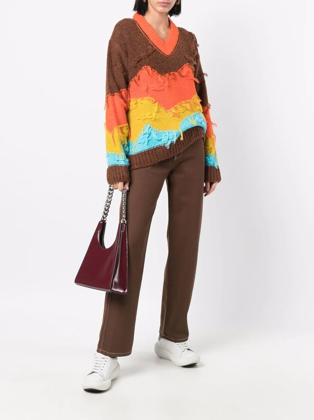 Andersson Bell Fringed Colourblock v-neck Jumper - Farfetch