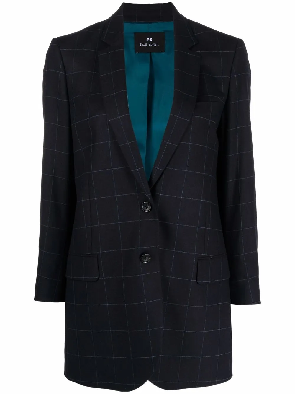 

PS Paul Smith tailored check print blazer - Blue
