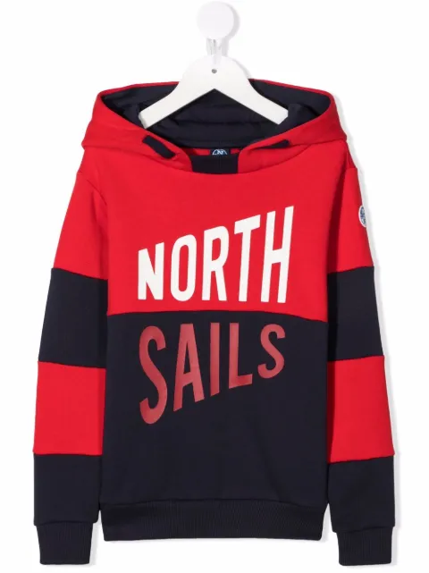North Sails Kids logo-print colour-block hoodie