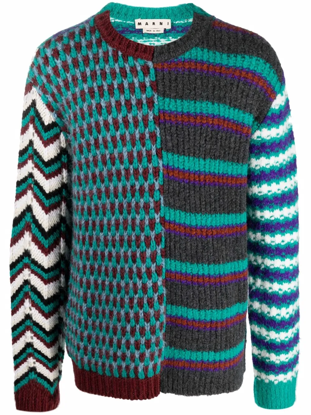 

Marni mixed-pattern jumper - Green