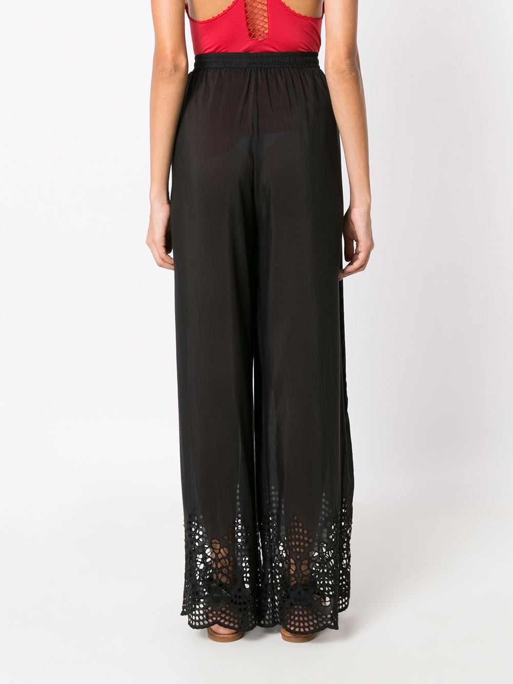 Shop Amir Slama Broderie-anglaise Palazzo Pants In Black