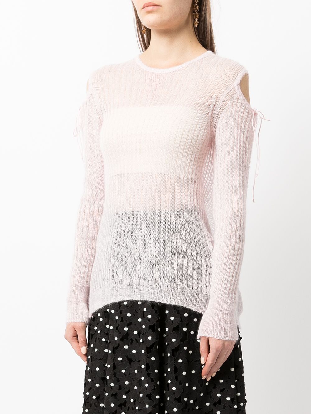 Shop Cecilie Bahnsen Cut-out Pointelle-knit Jumper In Pink