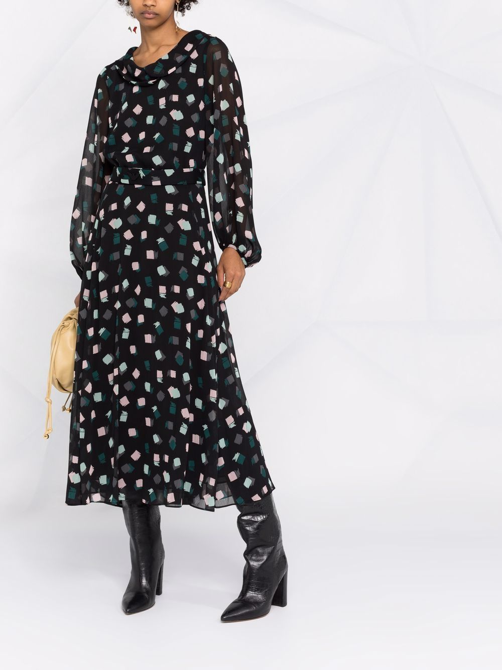 фото Emporio armani платье миди с графичным принтом и поясом