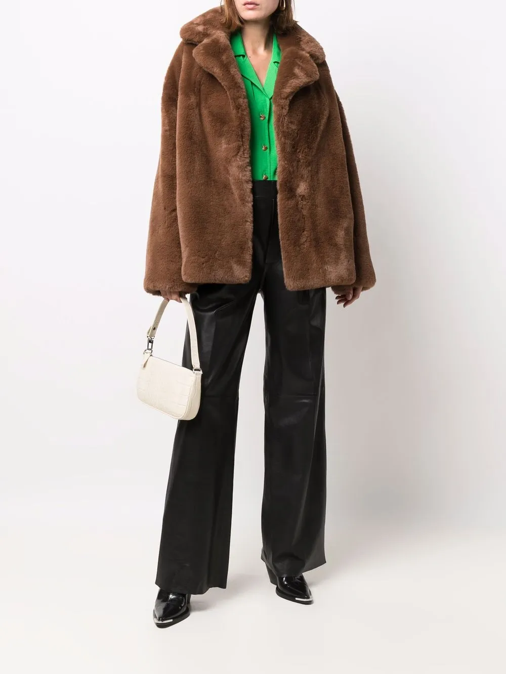 STAND STUDIO Faux Fur Short Coat - Farfetch