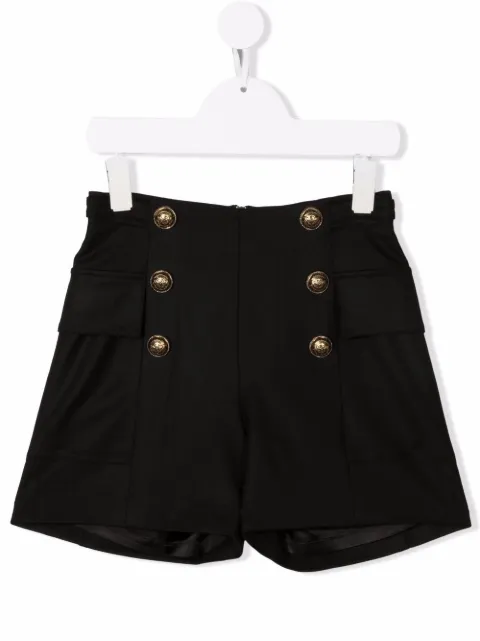 Balmain Kids شورت بأزرار منقوشة