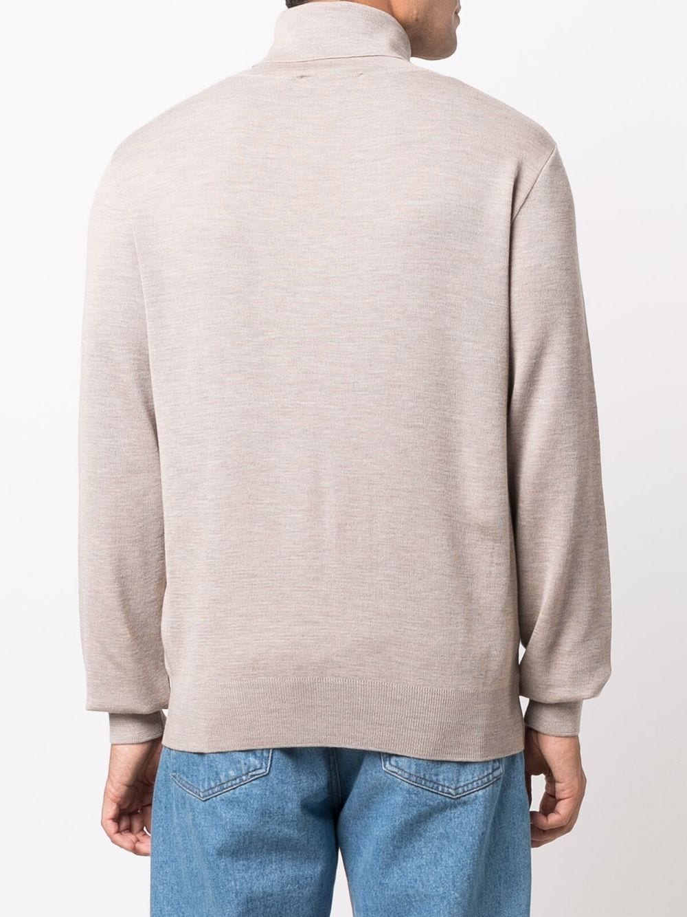 Shop Maison Kitsuné Roll-neck Fine-knit Jumper In Nude