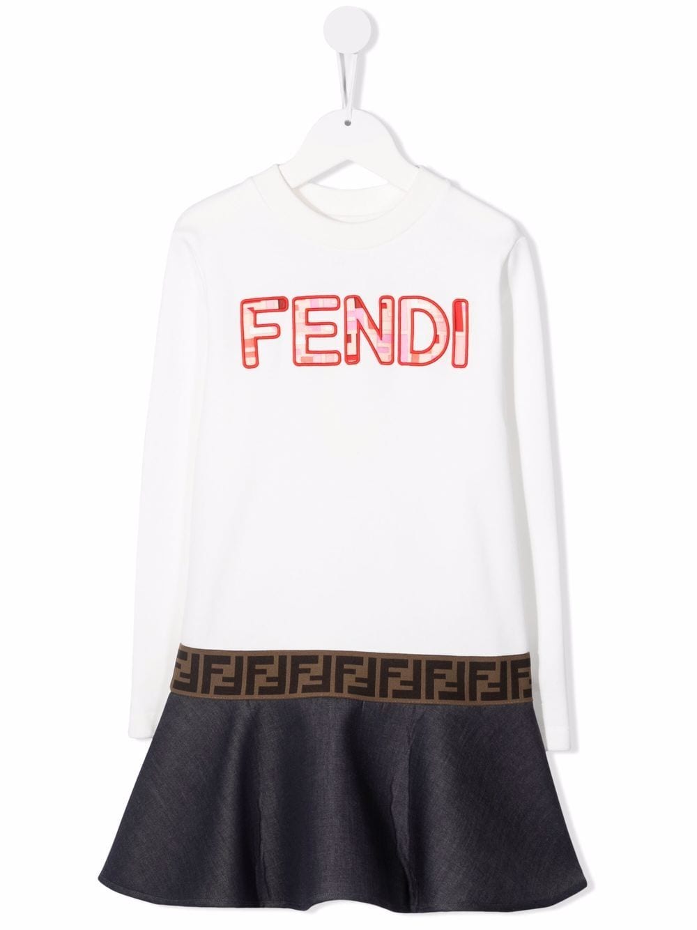 фото Fendi kids платье-свитер с вышитым логотипом