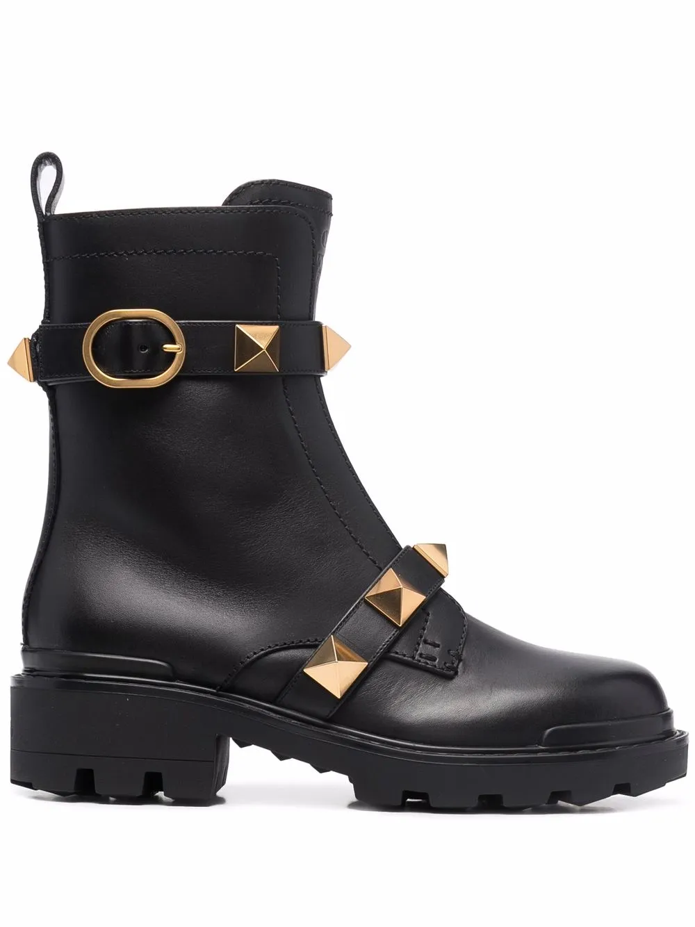 Shop Valentino Roman Stud Combat Boots In Black