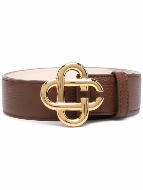 Casablanca logo-plaque leather belt