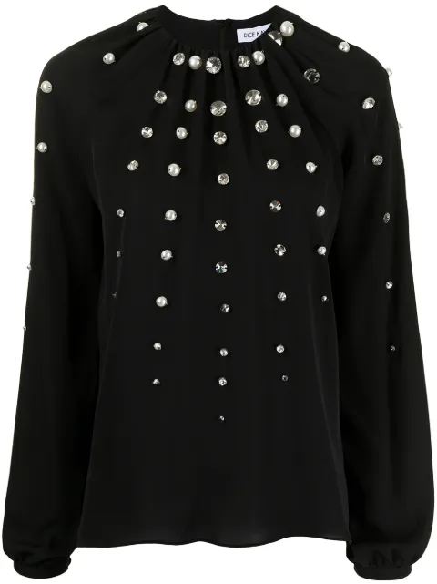 Dice Kayek gem-embellished round neck blouse