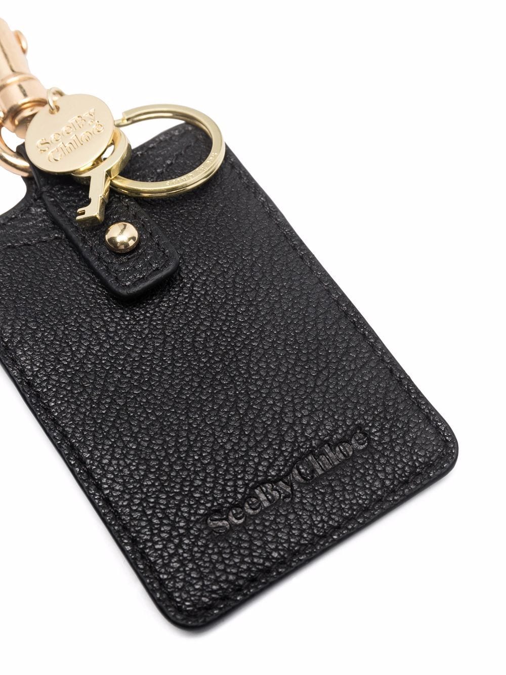 Shop See By Chloé Embossed-logo Leather Keychain In Black